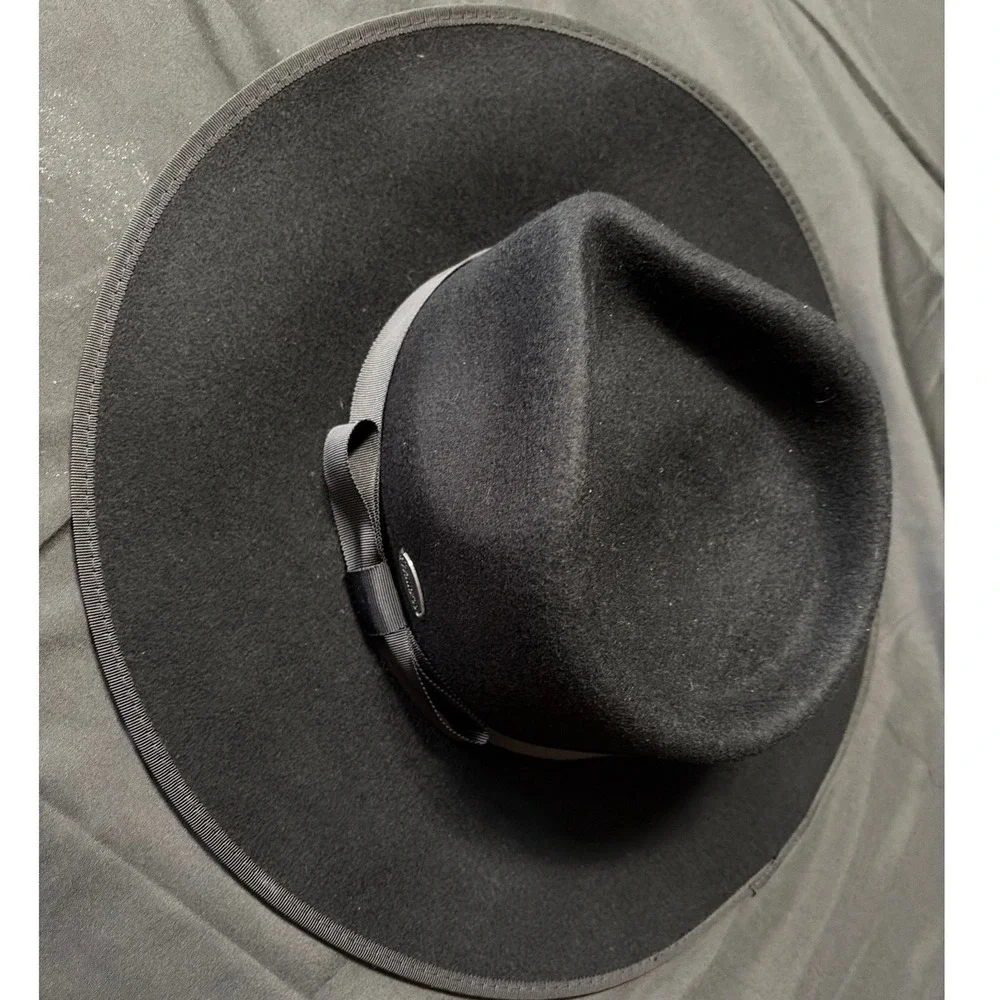 Wallaroo Hat Company Sloan Black Wool Felt Fedora Wide Brim UPF 50+ Adjustable